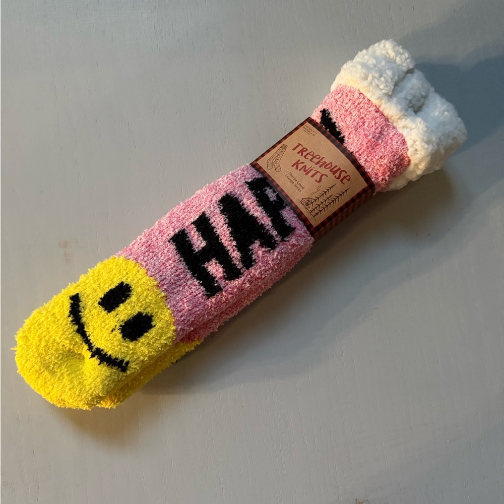Pink and Yellow Smiley Face Socks